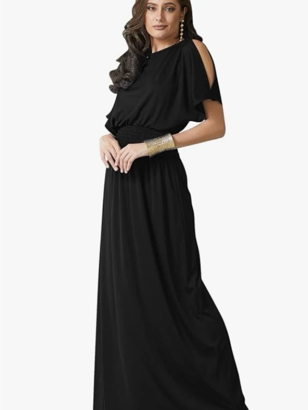 KOH KOH Women’s Split Sleeve Smocked Maxi Dress